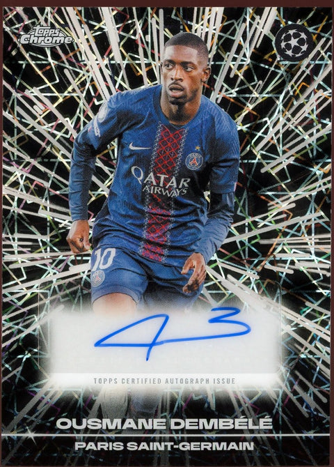 2025/26 Topps Chrome UCC Ousmane Dembélé Black Lazer Auto BLA-OD - underpaidcollectibles