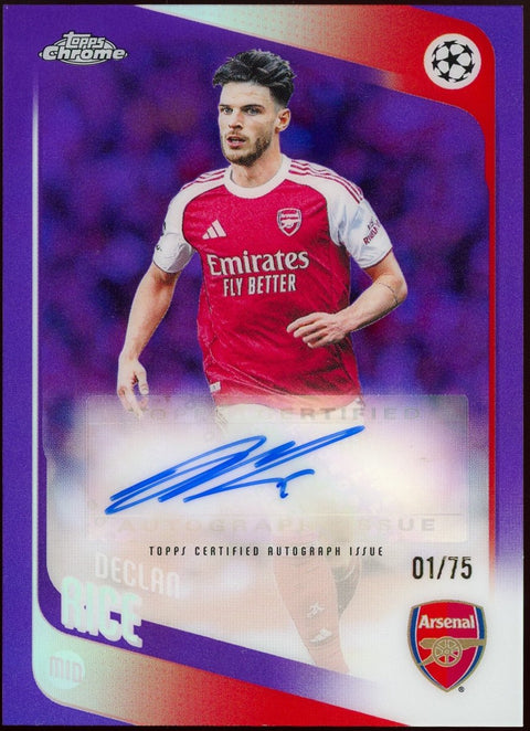 2025/26 Topps Chrome UEFA Club Competitions Declan Rice Purple Auto /75 - underpaidcollectibles