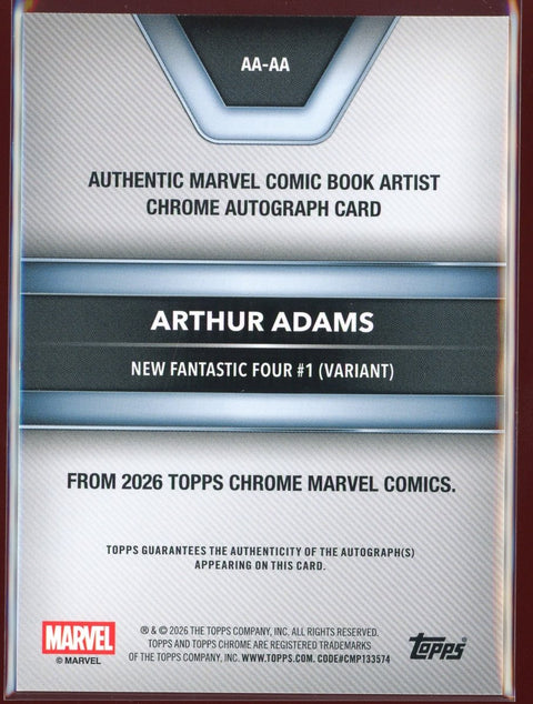 2026 Topps Chrome Marvel Comics Wolverine Arthur Adams Artist Signature Black /10 - underpaidcollectibles