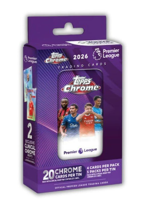 2026 Topps Chrome Premier League EPL Soccer Tin Box - underpaidcollectibles