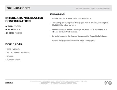 2025-26 Panini Pitch Kings Soccer International Blaster Box