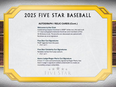 2025 Topps Five Star Baseball Hobby Box