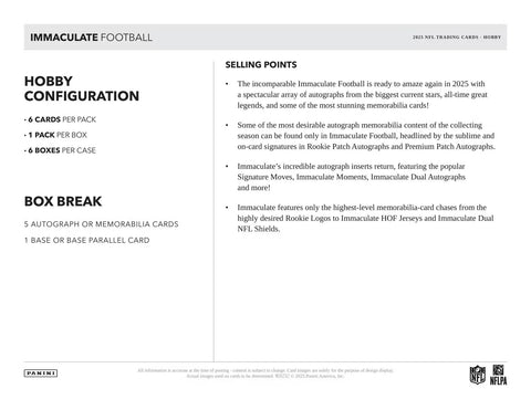 2025 Panini Immaculate Football Hobby Box