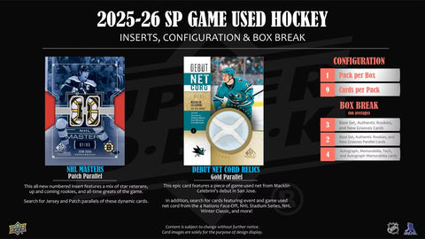 2025-26 Upper Deck SP Game Used Hockey Hobby Box