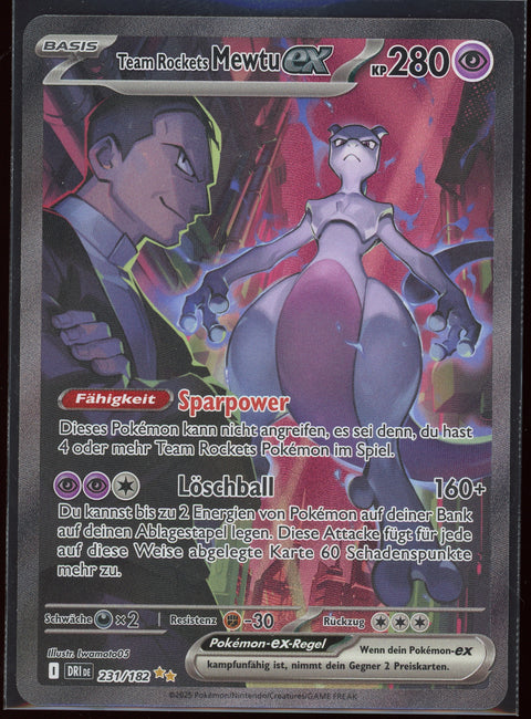 Pokémon TCG Team Rockets Mewtu ex DRI 231/182 Ewige Rivalen DE