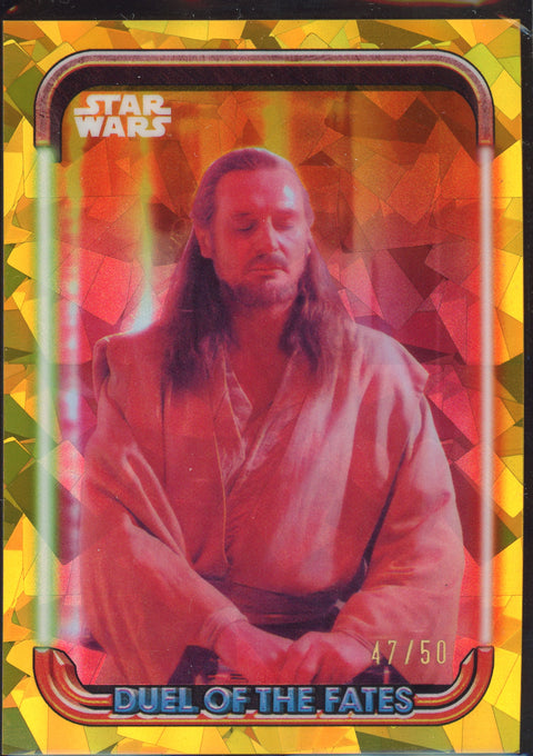 2024 Topps Chrome Sapphire Star Wars The Phantom Menace Duel of the Fates Qui-Gon Jinn DF-10 Gold /50
