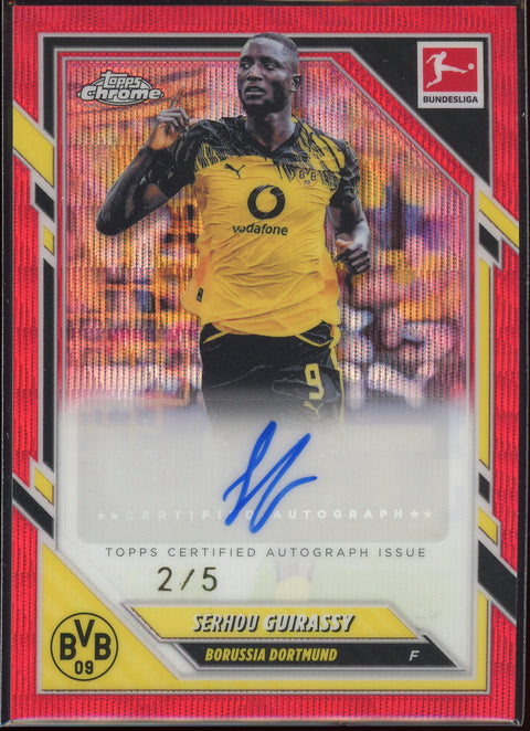 2025-26 Topps Chrome Bundesliga Serhou Guirassy Red Wave Autograph /5