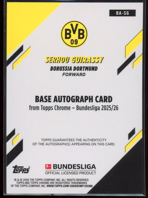 2025-26 Topps Chrome Bundesliga Serhou Guirassy Red Wave Autograph /5