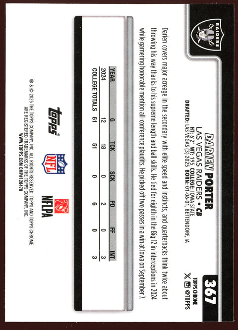 2025 Topps Chrome Football Darien Porter Team Camo