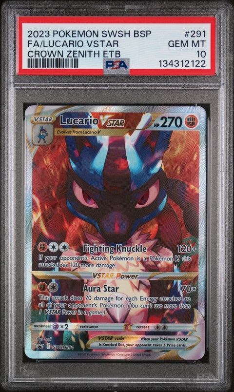 Pokémon SWSH Black Star Promo 291 Lucario VSTAR Full Art Crown Zenith ETB PSA 10 - underpaidcollectibles