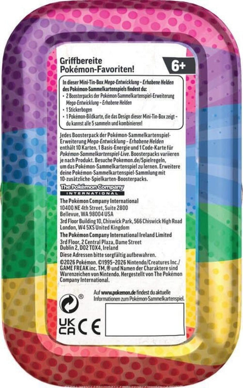 Pokémon TCG: Mega - Entwicklung Erhabene Helden ME02.5 Mini - Tin - Box (DE) - underpaidcollectibles