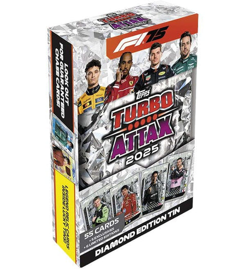 f1 turbo attax rare cards Topps F1 Turbo Attax 2025 Trading Cards - Mega Tin DIAMOND EDITION