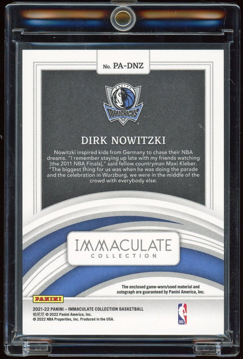 2021-22 Panini NBA Immaculate Dirk Nowitzki Patch Autograph Red /25 - underpaidcollectibles