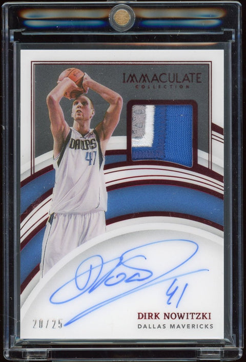 2021-22 Panini NBA Immaculate Dirk Nowitzki Patch Autograph Red /25 - underpaidcollectibles