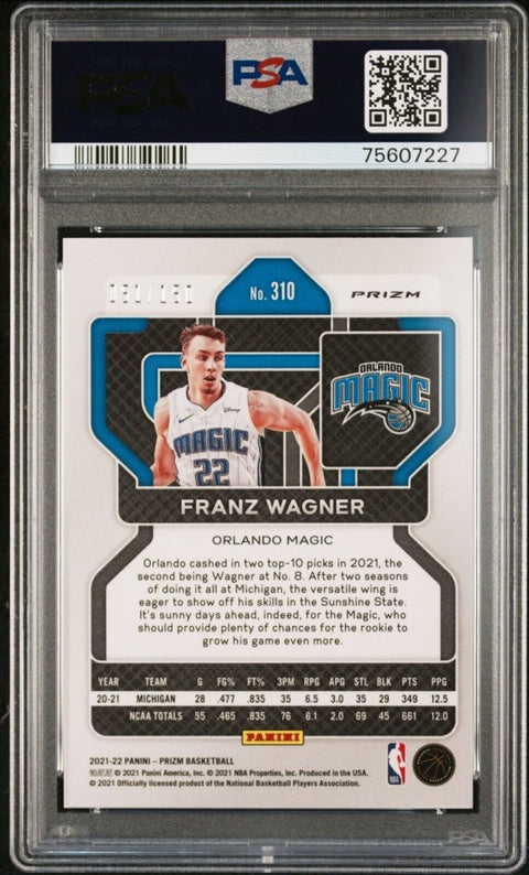2021-22 Panini NBA Prizm Franz Wagner Blue Fastbreak Disco /150 PSA 9 - underpaidcollectibles