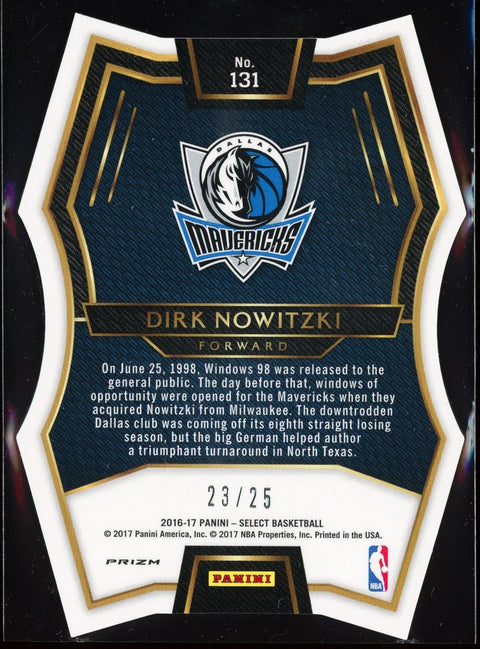 Dirk Nowitzki 2016-17 Select Tie Dye Die-Cut Premier /25 - underpaidcollectibles