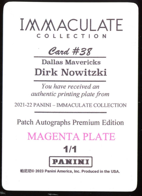 Dirk Nowitzki 2023-23 Panini NBA National Treasures Printing Plate 1/1 Immaculate - underpaidcollectibles