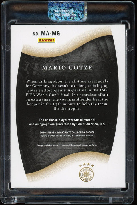 Mario Götze 2020 Panini Soccer Immaculate Autograph Material Autographs /25 - underpaidcollectibles