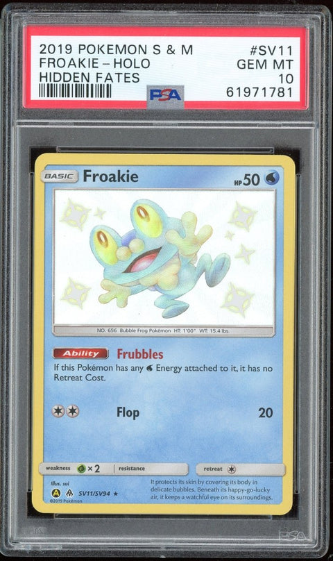 PSA 10 Froakie Shiny 2019 Hidden Fates #SV11 - underpaidcollectibles