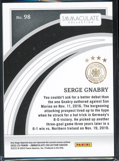 Serge Gnabry 2022 Panini Soccer Immaculate Gold /10 - underpaidcollectibles